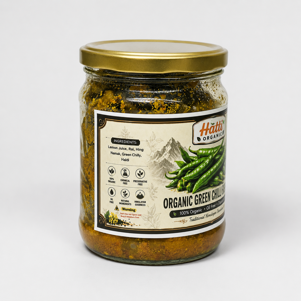 Himalayan Organic Green Chilli Pickle | Oil Free & Homemade