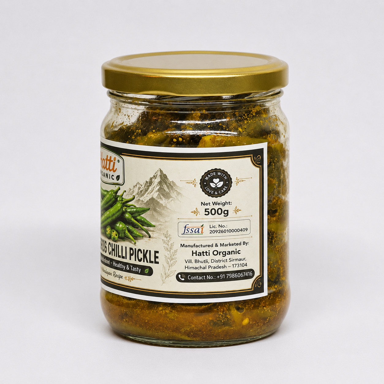 Himalayan Organic Green Chilli Pickle | Oil Free & Homemade