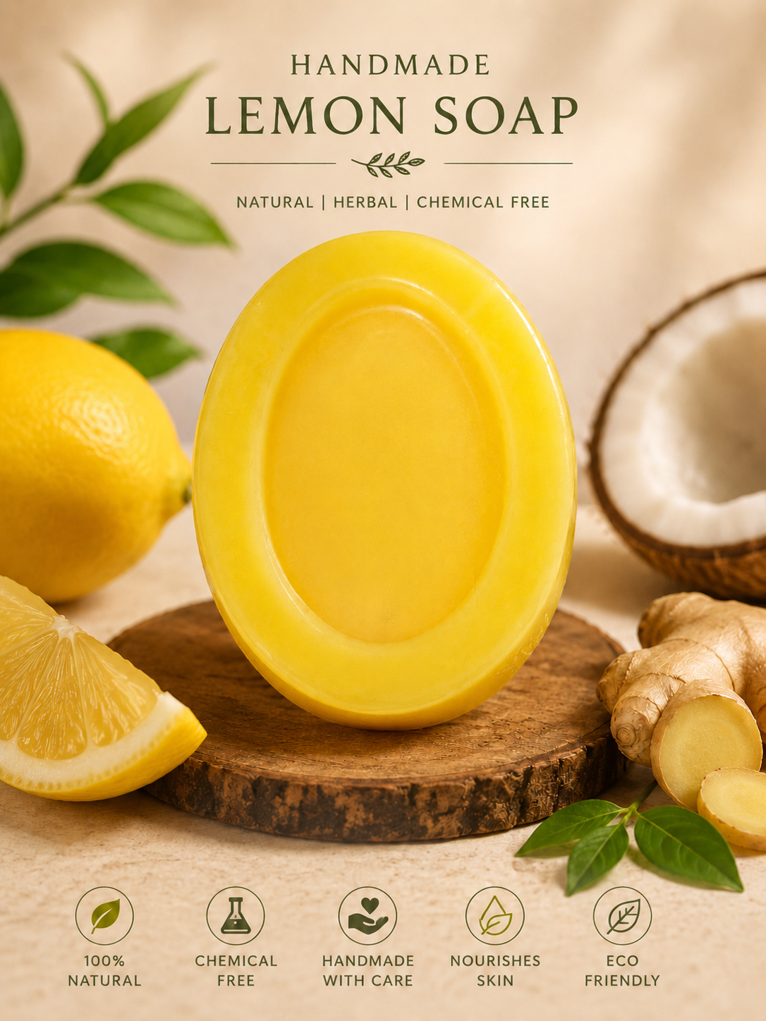 Homemade Lemon Soap | Natural Herbal Bath Soap | Hatti Organic