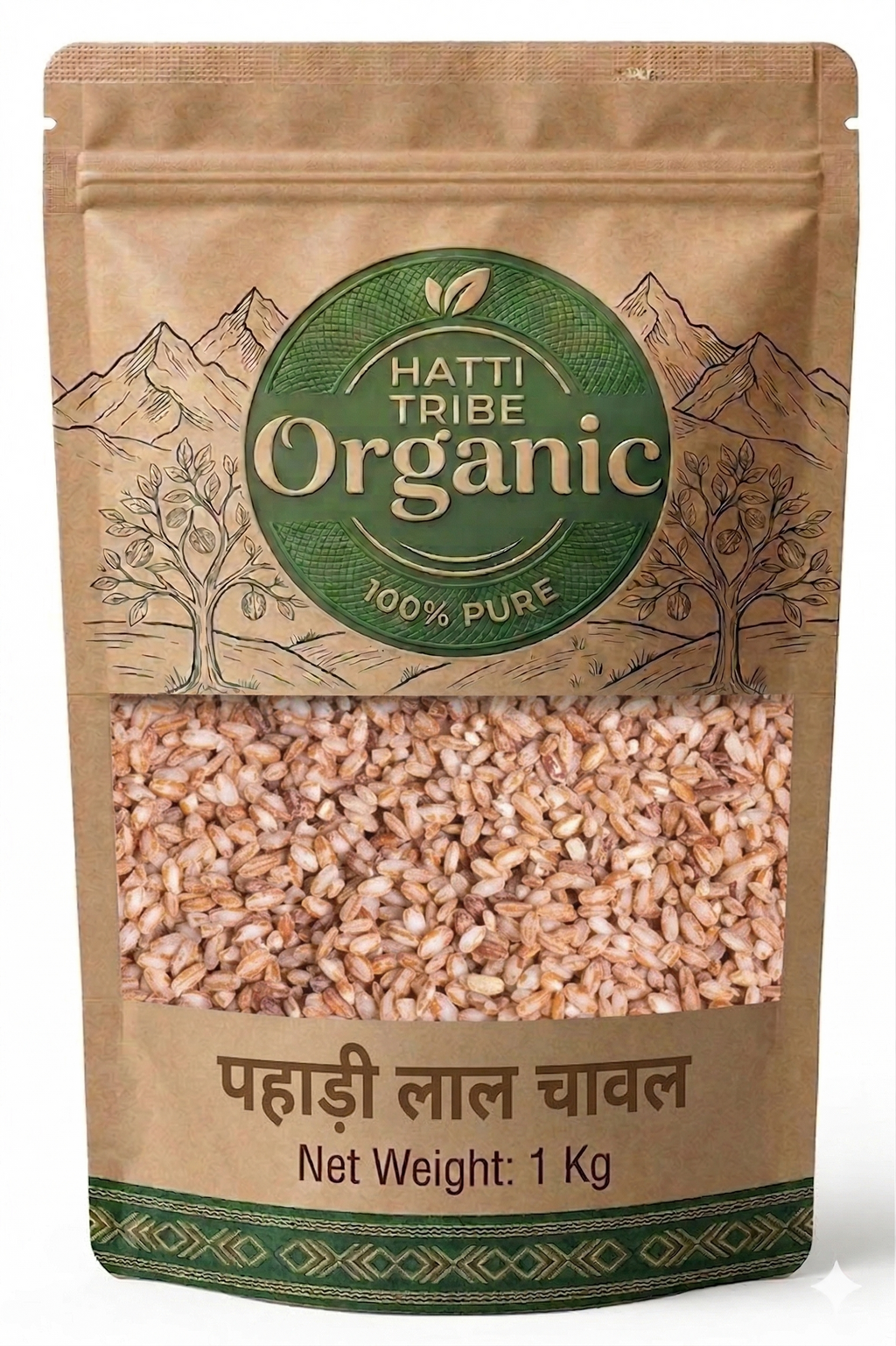 Pure Pahadi Lal Chawal 1KG | Himalayan Red Rice from Himachal Pradesh | Natural & Unpolished | Hatti Organic
