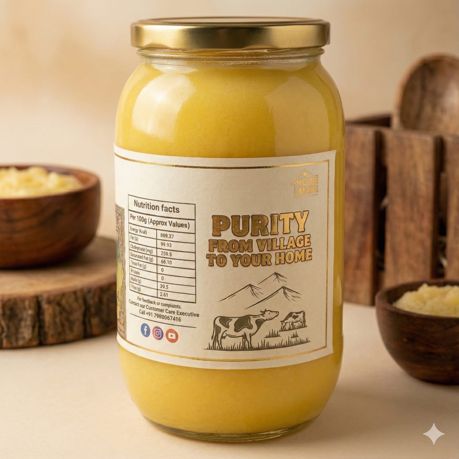 Badri Cow Ghee 1000ml – A2 Bilona Himalayan Ghee, Pure & Chemical-Free