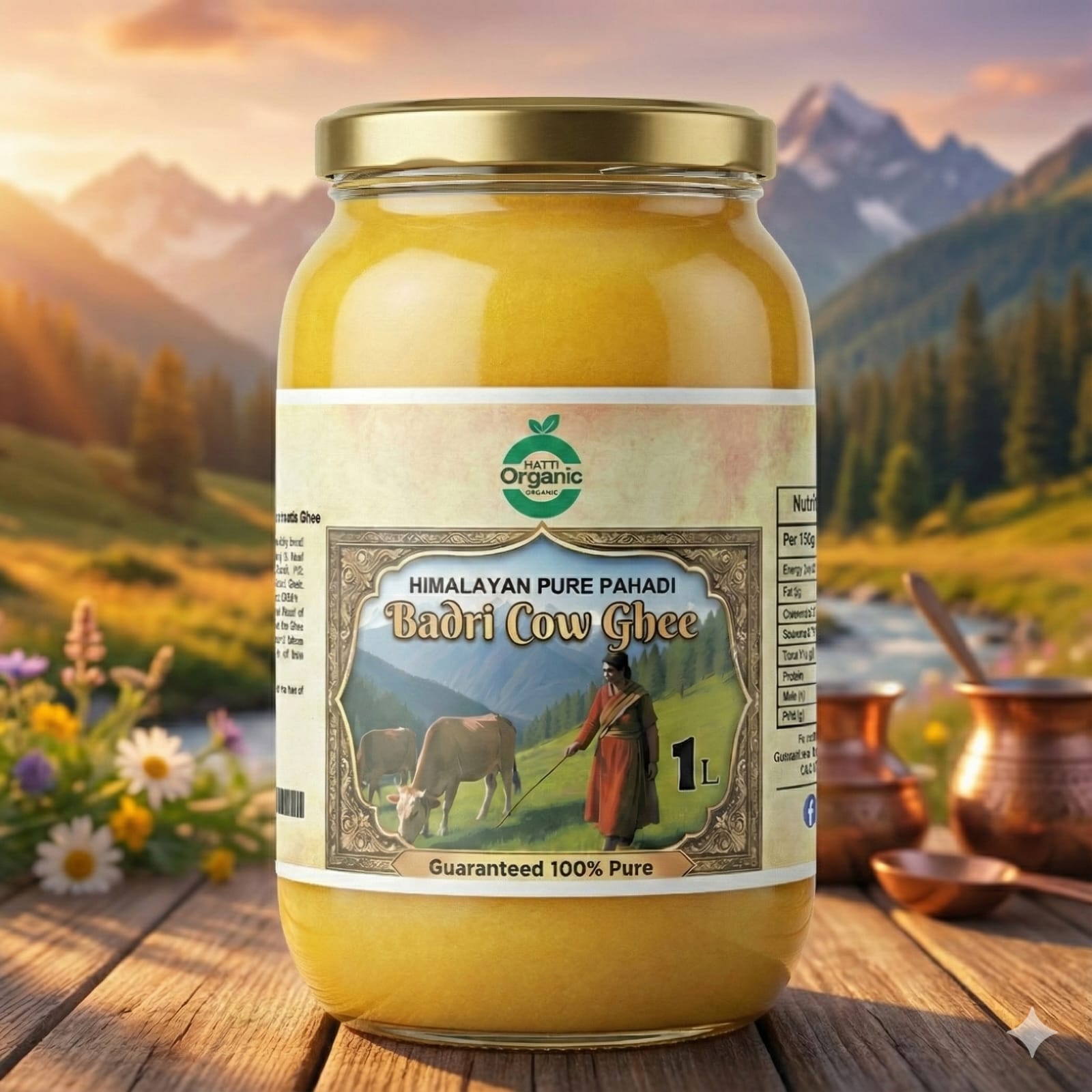 Badri Cow Ghee 1000ml – A2 Bilona Himalayan Ghee, Pure & Chemical-Free