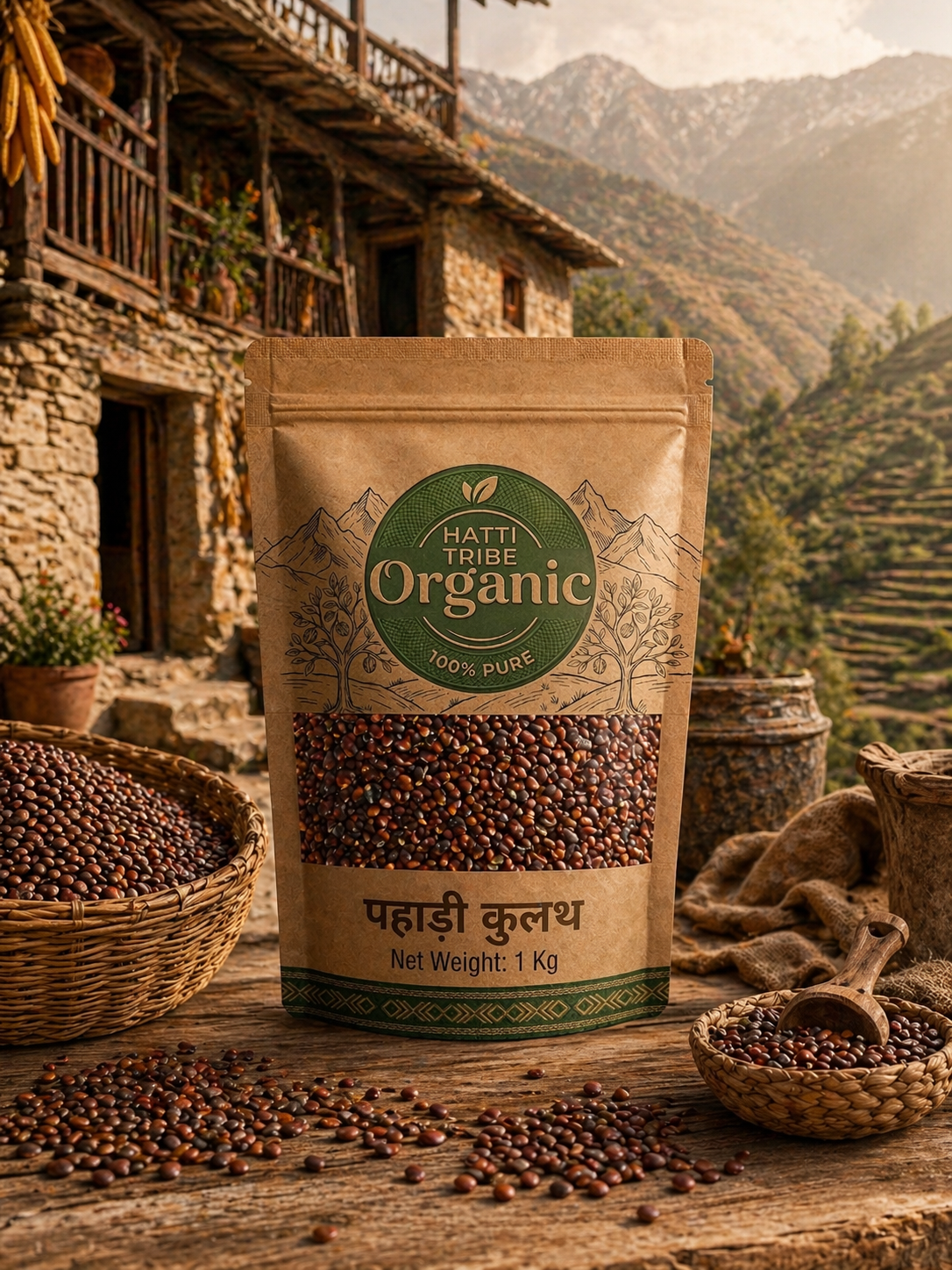 Pure Pahadi Kulth Dal 1KG | Himalayan Horse Gram from Himachal Pradesh | Natural & Protein Rich | Hatti Organic